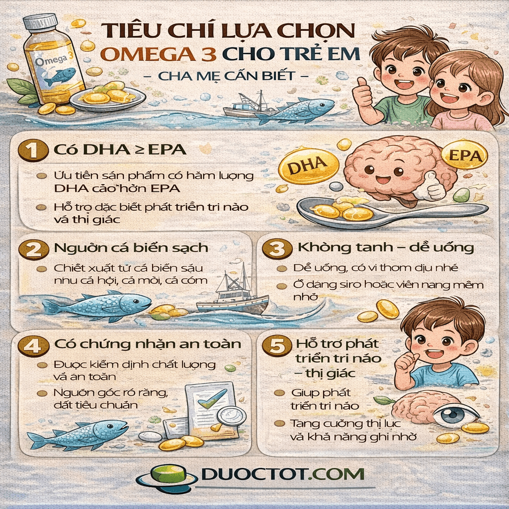 Tiêu chí lựa chọn Omega 3 cho trẻ em